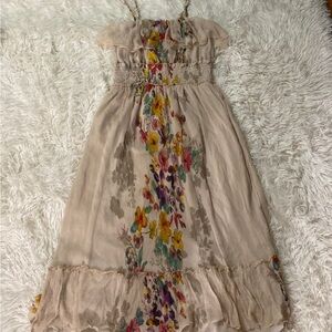 ISO American Rag Floral 2010s Spring Summer Asymmetrical Cream Dream Dress 🌸🌺⭐️
